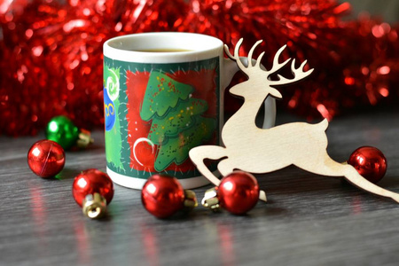 咖啡杯圣诞装饰背景