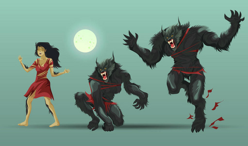 在月光下变成狼人海报的女人照片