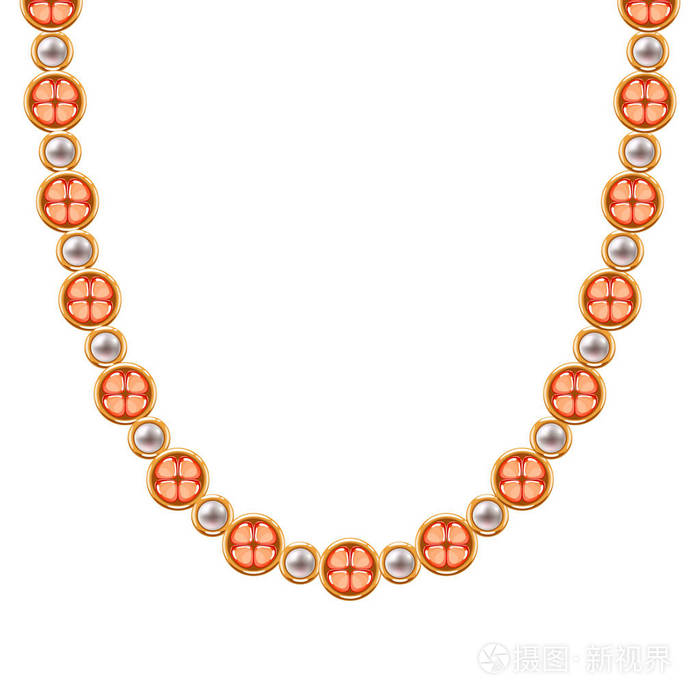 笨重的链子金项链或手镯与珍珠珠