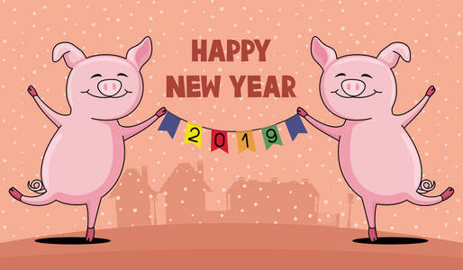 猪是2019年新年的象征。