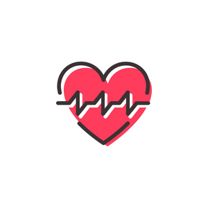 心脏心电图平面轮廓图标