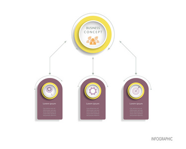 矢量信息标签模板设计与图标和3个选项或步骤。 用于业务概念的信息图表，用于演示横幅工作流布局流程图流程图信息图。