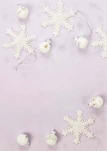 s decor on pastel lilac background . Christmas balls. Winter hol