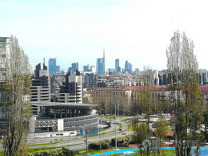 米兰鸟瞰. 意大利米兰市. 现代建筑观照片-正版商用图片1475it-摄图新