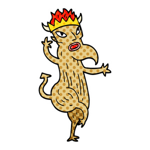 卡通涂鸦恶魔平面图标孤立在白色背景矢量插图照片