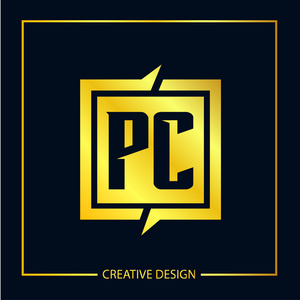 初始字母pc标志模板矢量设计插画