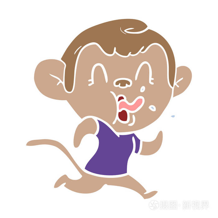 疯狂的纯色卡通猴子跑