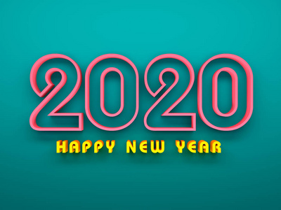 新年2020创意设计概念3渲染图像