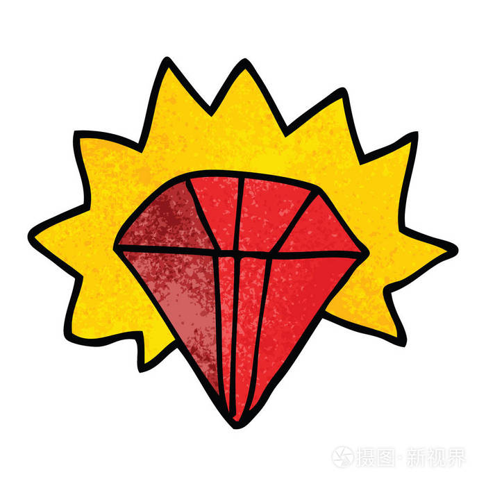 卡通涂鸦巨红宝石