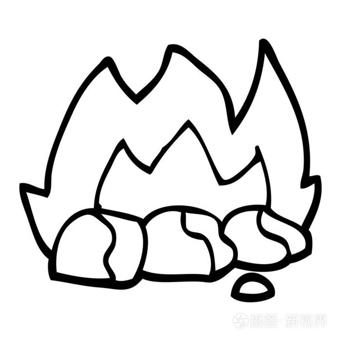 黑白卡通燃烧煤插画-正版商用图片1479xr-摄图新视界