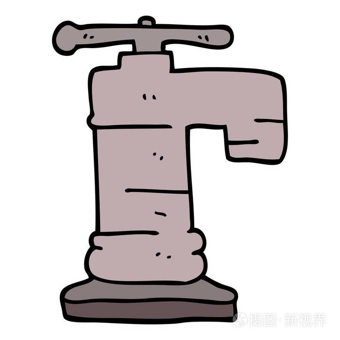 卡通涂鸦水龙头矢量插图