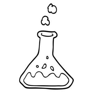 画线卡通化学品在瓶子里图片