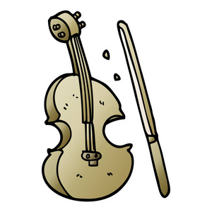 卡通涂鸦小提琴和弓