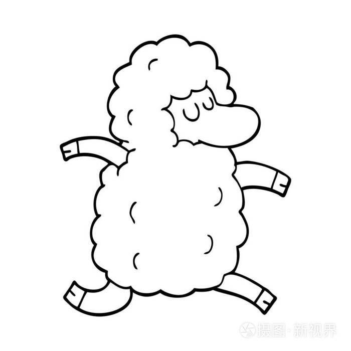 线描卡通黑羊插画-正版商用图片147at3-摄图新视界