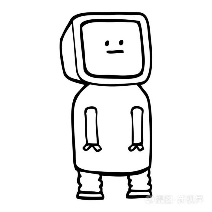 黑白卡通搞笑机器人