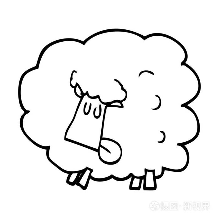 线描卡通黑羊插画-正版商用图片147d7i-摄图新视界