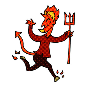 卡通涂鸦恶魔与沥青叉图片