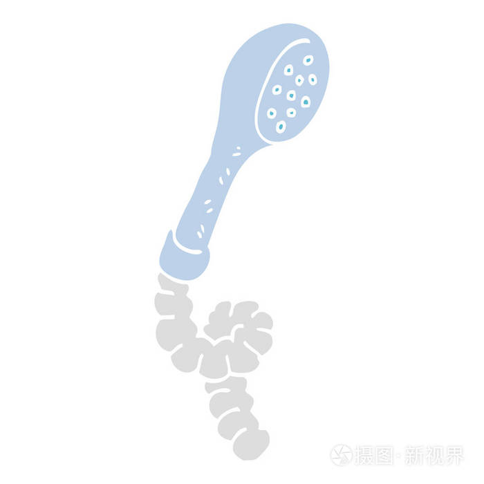 平面彩色插图卡通淋浴头