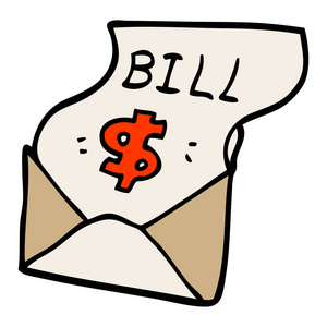发票信封信封里有卡通涂鸦账单照片