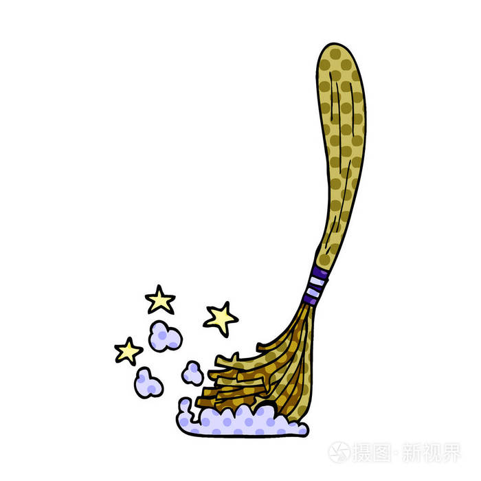 卡通涂鸦魔术扫帚