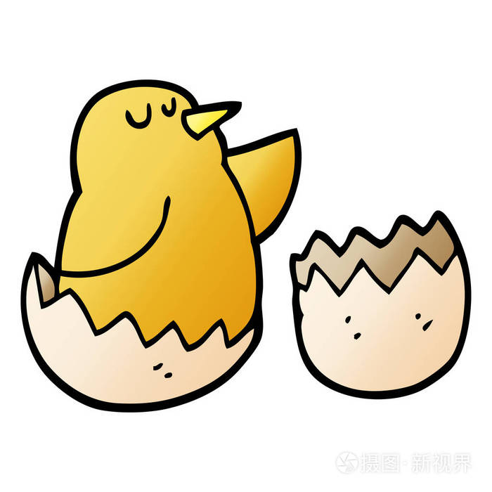 矢量梯度插图卡通孵化鸟