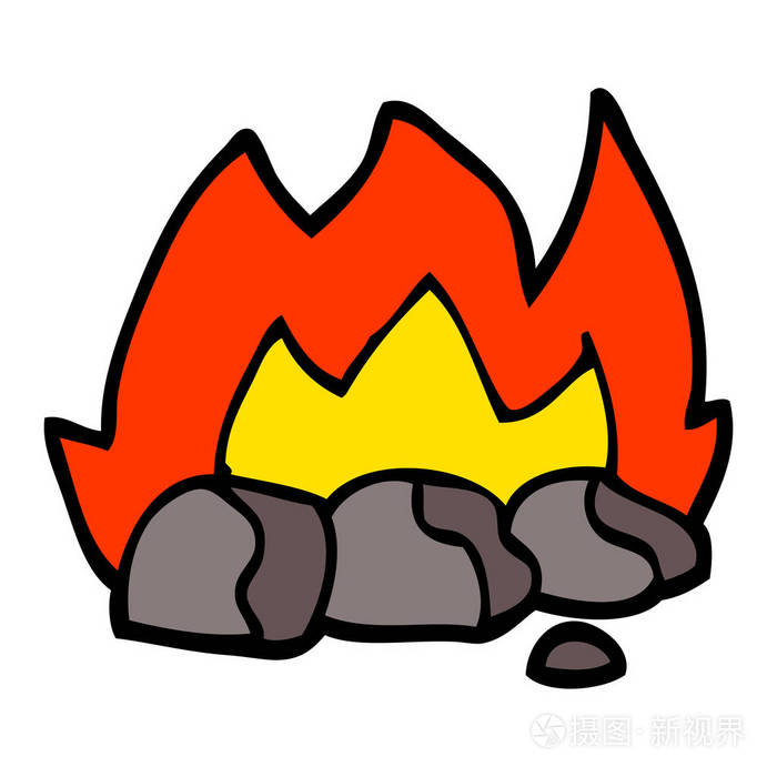 手绘涂鸦风格卡通燃烧煤插画-正版商用图片147fg0-摄图新视界