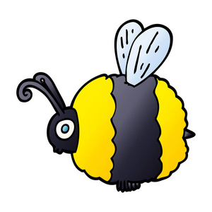 卡通涂鸦蜜蜂平面图标分离在白色背景矢量插图