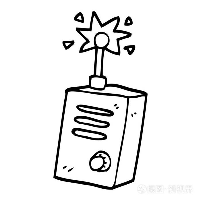 黑白卡通对讲机插画-正版商用图片147g6h-摄图新视界