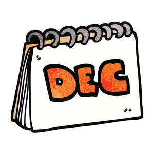 卡通涂鸦日历显示十二月