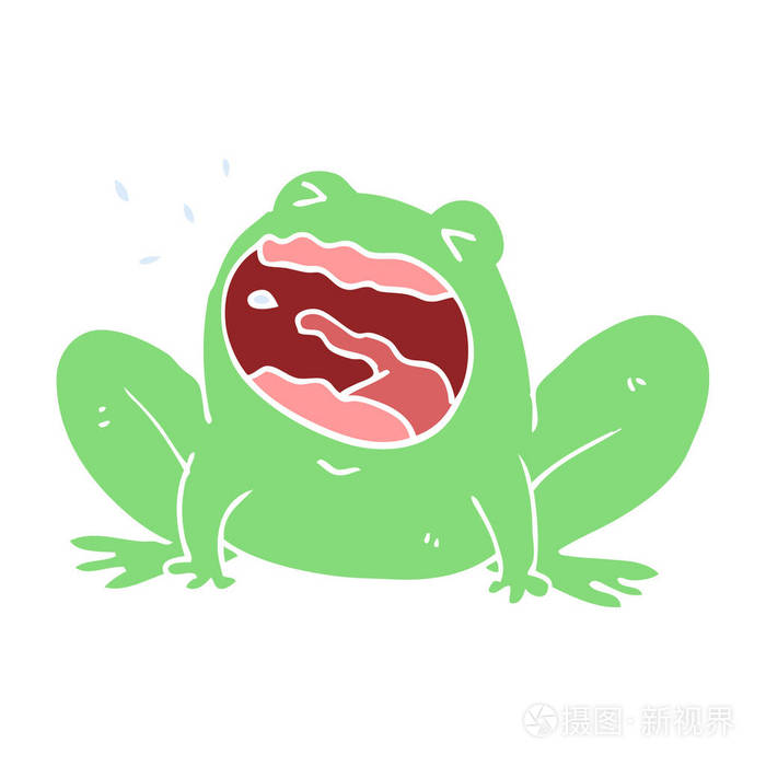 平色风格卡通青蛙喊叫