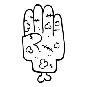 黑白卡通僵尸手图片