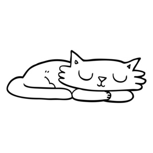 线描卡通睡猫