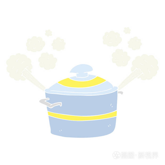 蒸锅的平面彩色插图