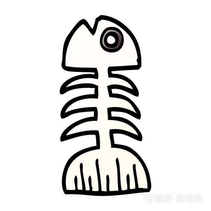 卡通涂鸦鱼骨插画-正版商用图片147j9q-摄图新视界