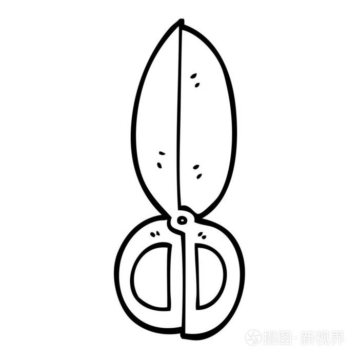 线描卡通封闭剪刀