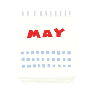 日历的平面彩色插图，显示五月的月份