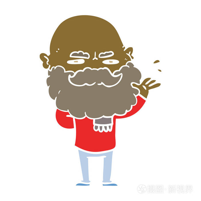 平淡无奇的卡通风格胡子皱眉头的不屑一顾的男人