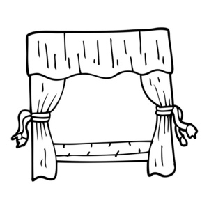 画线卡通舞台窗帘照片