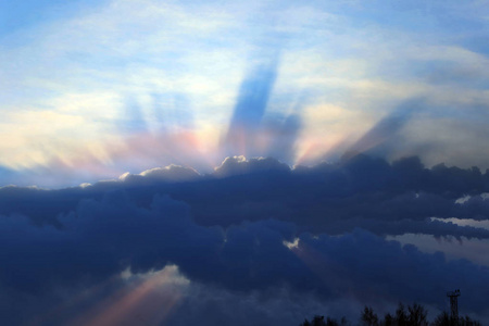 s rays from the clouds of smoke from the chimneys CHP