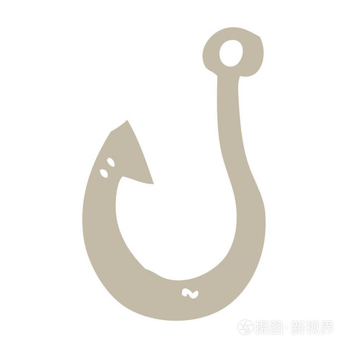 平面彩色插图卡通鱼钩