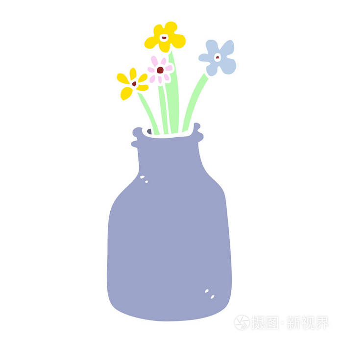 平面彩色插图花瓶卡通花插画 正版商用图片147mxw 摄图新视界