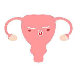 平, 单色风格矢量符号股票插画网站子宫和卵巢的图标,卡通风格可爱的