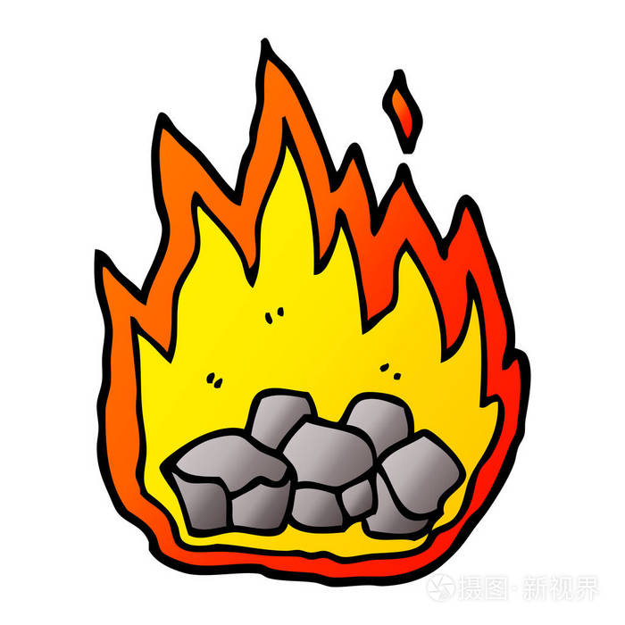 卡通涂鸦燃烧煤
