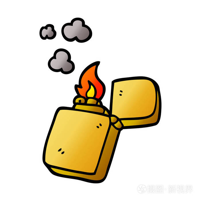 卡通涂鸦金色打火机