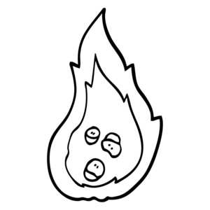 黑白卡通燃烧煤 插画