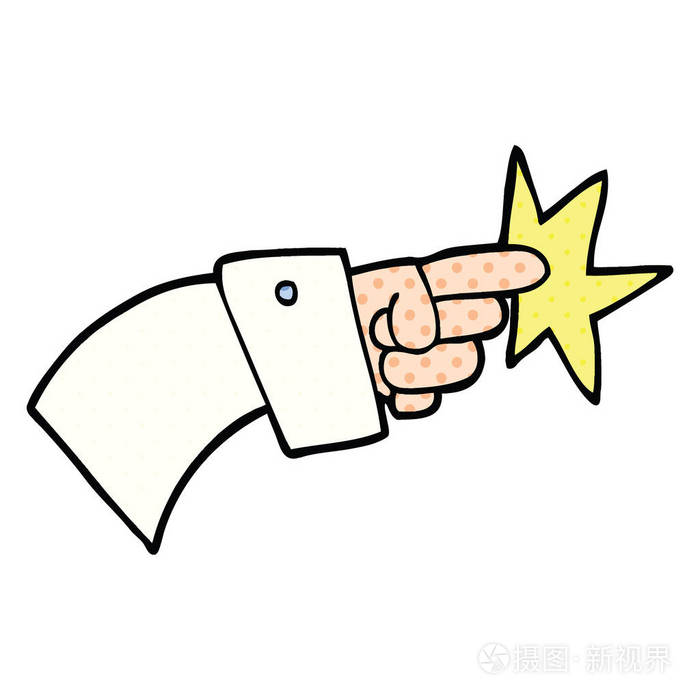 漫画风格卡通指向手