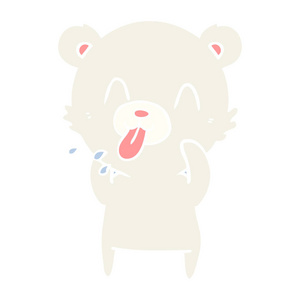 粗鲁的平色风格卡通北极熊伸出舌头