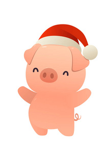 小猪圣诞圣诞圣诞老人戴红帽子新年快乐隔离