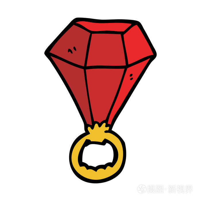 卡通涂鸦红色红宝石戒指插画-正版商用图片147tly-摄图新视界