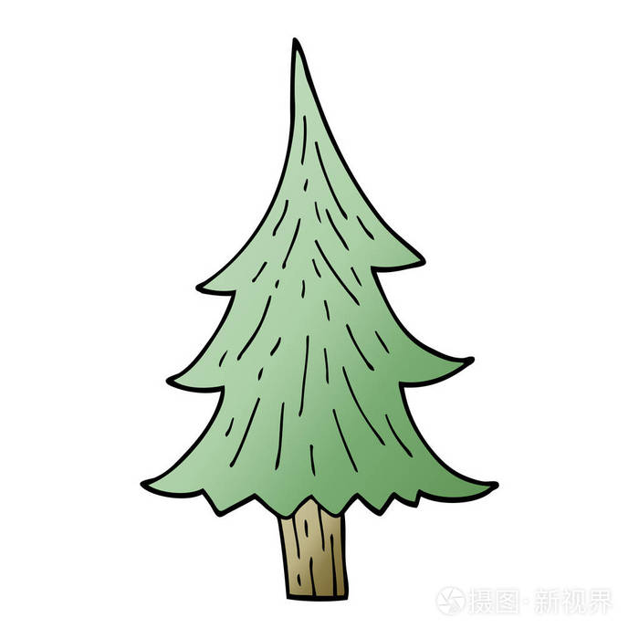 卡通涂鸦松树插画-正版商用图片147ufs-摄图新视界